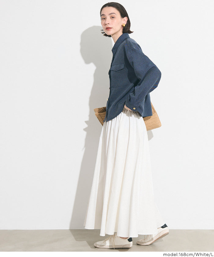 日系優雅澎感白色傘裙