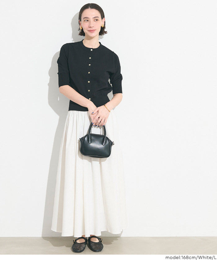 日系優雅澎感白色傘裙