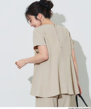 日系A字皺感緞面質感短袖娃娃衫 (Crinkled satin flared Top)