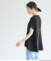 日系A字皺感緞面質感短袖娃娃衫 (Crinkled satin flared Top)