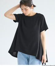 日系A字皺感緞面質感短袖娃娃衫 (Crinkled satin flared Top)