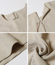 日系A字皺感緞面質感短袖娃娃衫 (Crinkled satin flared Top)