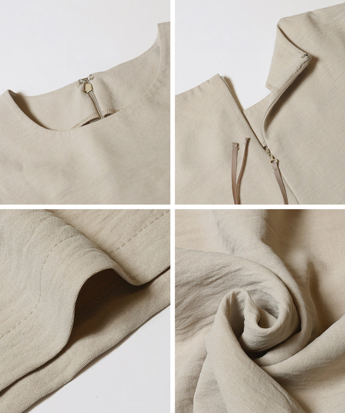 日系A字皺感緞面質感短袖娃娃衫 (Crinkled satin flared Top)