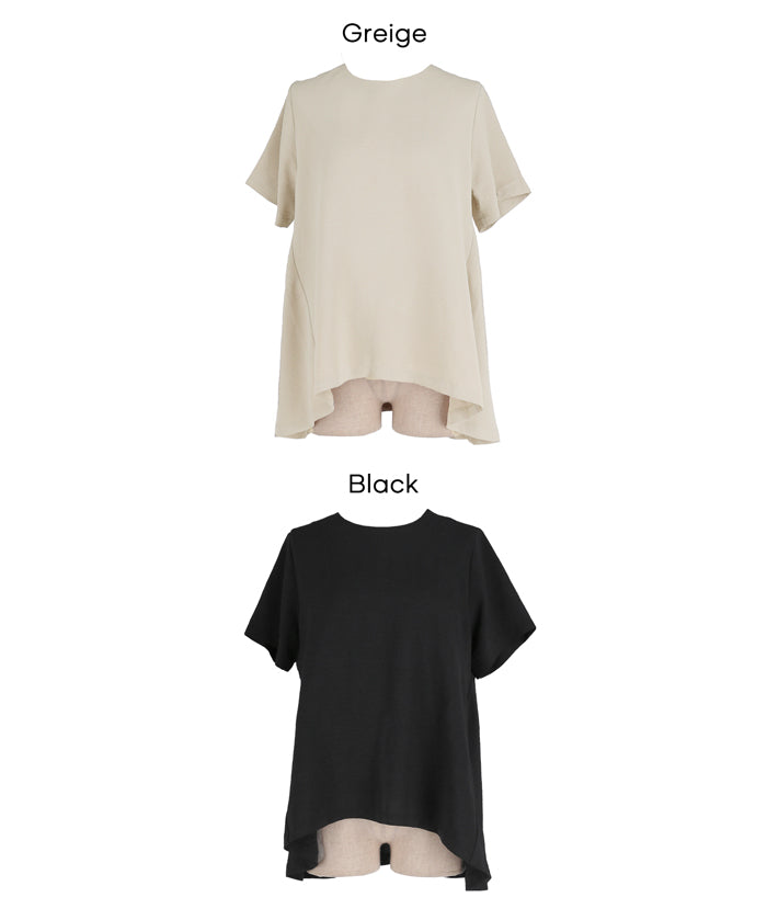 日系A字皺感緞面質感短袖娃娃衫 (Crinkled satin flared Top)