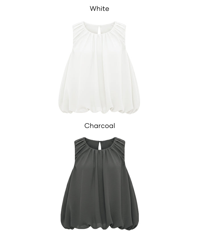 甜美氣球下擺無袖背心 (Balloon sleeveless blouse)