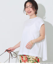 背後抓皺拼接無袖上衣 (Back-gathered roll-up sleeve T-shirt)