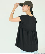 背後抓皺拼接無袖上衣 (Back-gathered roll-up sleeve T-shirt)