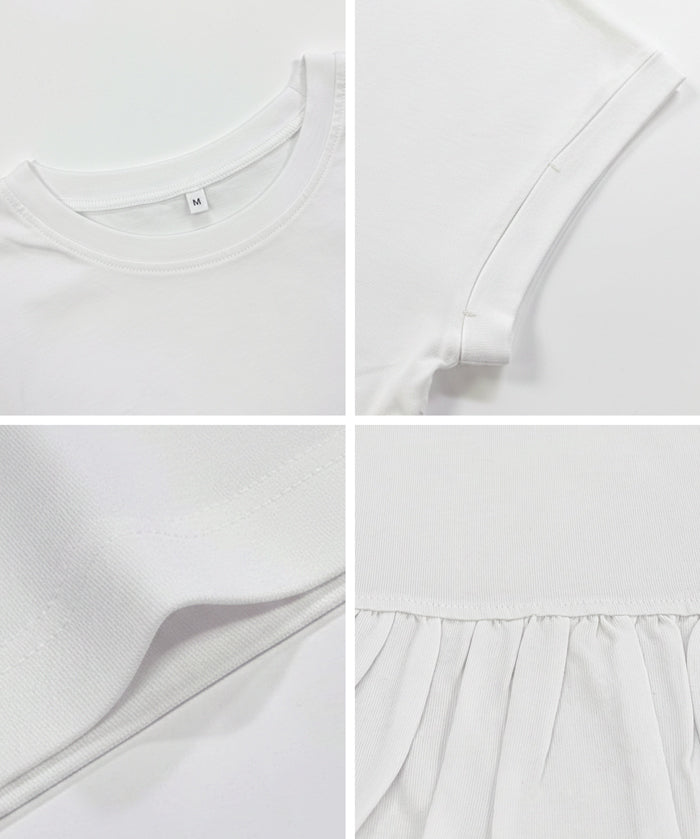背後抓皺拼接無袖上衣 (Back-gathered roll-up sleeve T-shirt)