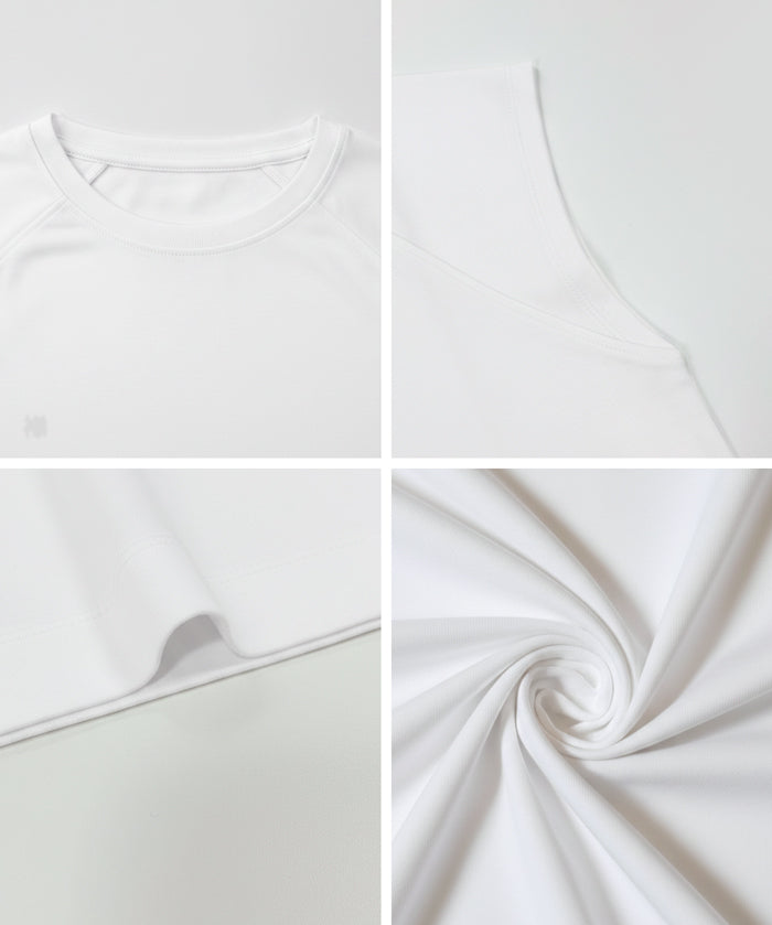 棉質淨色圓領法式袖T恤 (Smooth raglan sleeveless top)