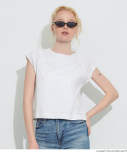 棉質淨色圓領法式袖T恤 (Smooth raglan sleeveless top)