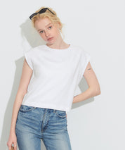 棉質淨色圓領法式袖T恤 (Smooth raglan sleeveless top)