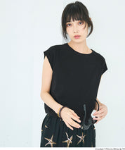 棉質淨色圓領法式袖T恤 (Smooth raglan sleeveless top)