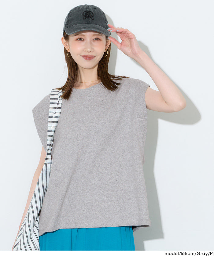 【重磅棉】棉質圓領法式袖T恤 (Heavyweight sleeveless)