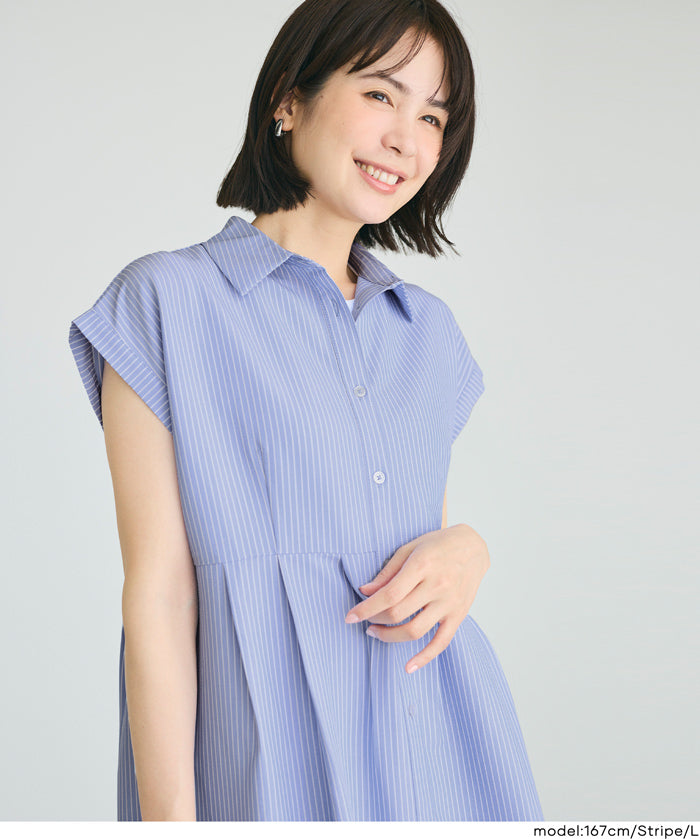 日系長版短袖襯衫連衣裙(Tucked Shirt Dress)