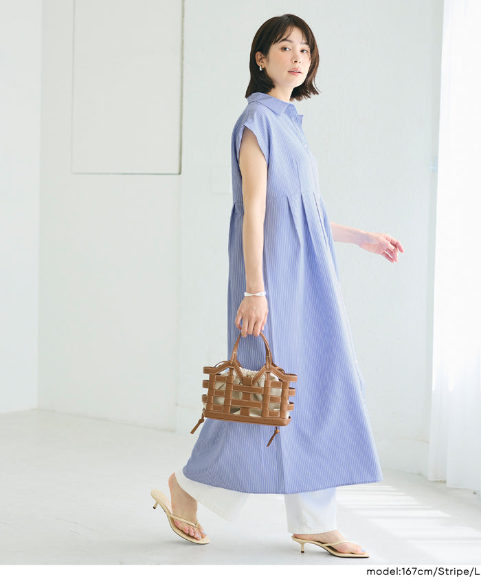 日系長版短袖襯衫連衣裙(Tucked Shirt Dress)