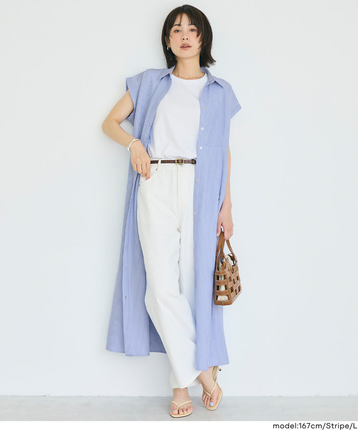 日系長版短袖襯衫連衣裙(Tucked Shirt Dress)