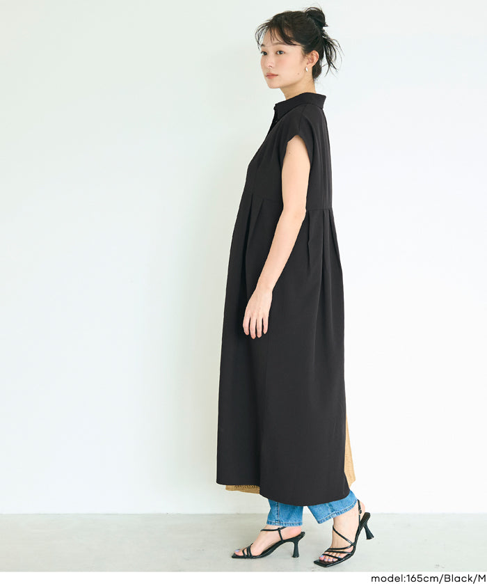 日系長版短袖襯衫連衣裙(Tucked Shirt Dress)