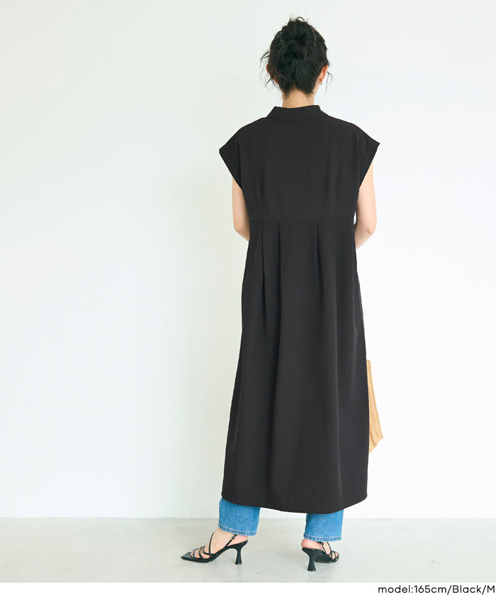 日系長版短袖襯衫連衣裙(Tucked Shirt Dress)
