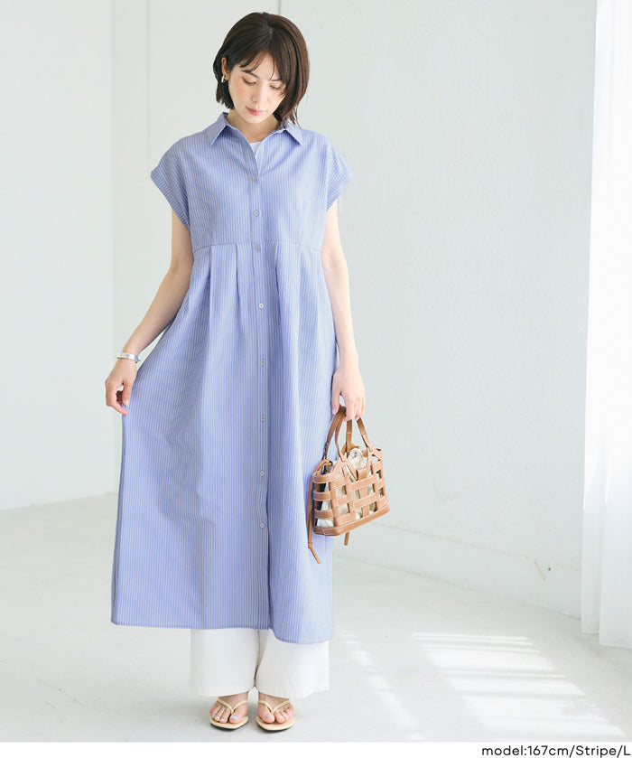 日系長版短袖襯衫連衣裙(Tucked Shirt Dress)