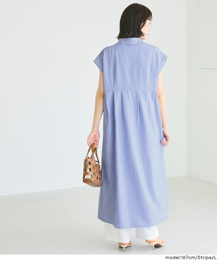 日系長版短袖襯衫連衣裙(Tucked Shirt Dress)
