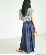 水洗牛仔抽繩A字長裙 (Flowy denim flared skirt)