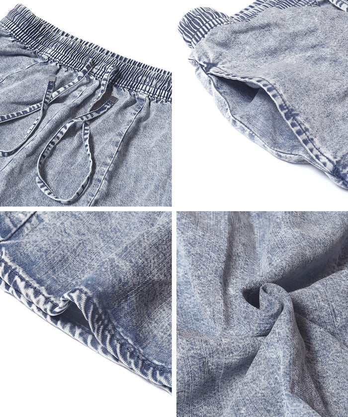 水洗牛仔抽繩A字長裙 (Flowy denim flared skirt)