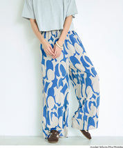 渡假感花樣休閒寬褲 (Rayon geometric pattern pants)
