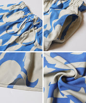渡假感花樣休閒寬褲 (Rayon geometric pattern pants)
