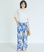 渡假感花樣休閒寬褲 (Rayon geometric pattern pants)
