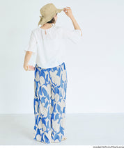 渡假感花樣休閒寬褲 (Rayon geometric pattern pants)