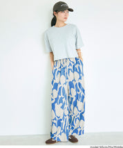渡假感花樣休閒寬褲 (Rayon geometric pattern pants)