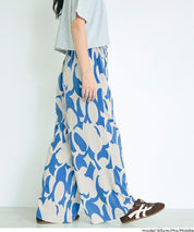 渡假感花樣休閒寬褲 (Rayon geometric pattern pants)