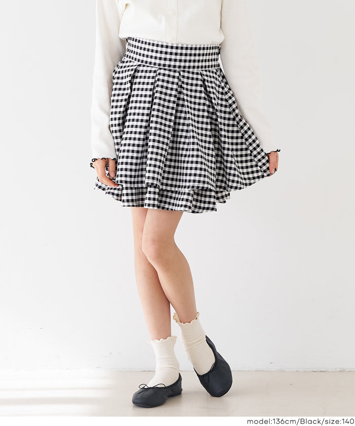童裝格紋雙層迷你裙