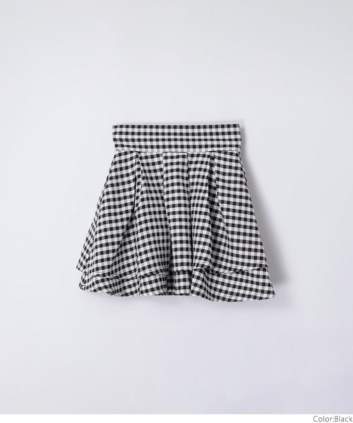 童裝格紋雙層迷你裙
