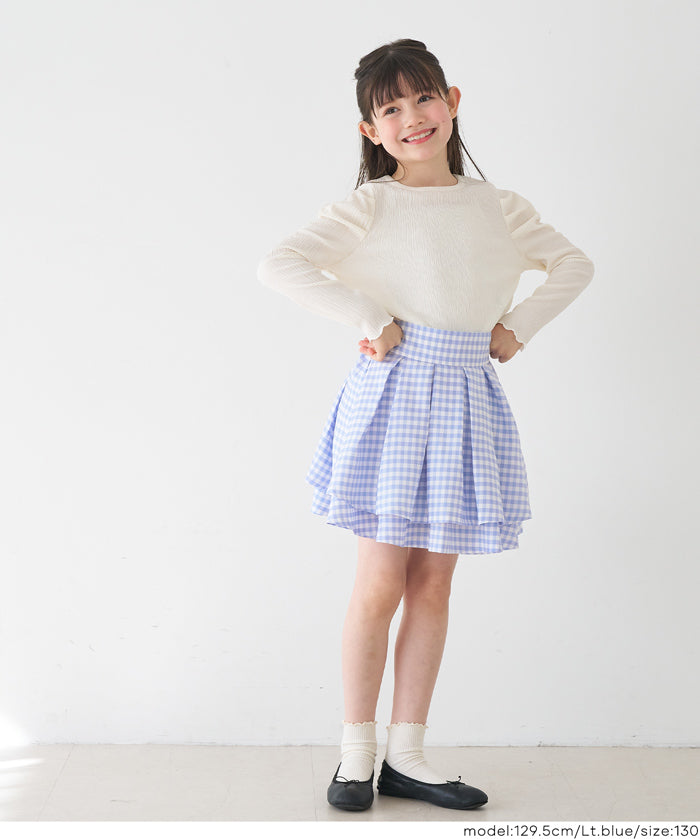 童裝格紋雙層迷你裙