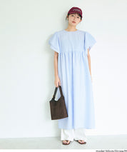 日系凹凸肌理荷葉袖娃娃拼接連身裙 (Soccer flared sleeve dress)