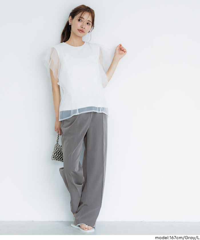 3D美腿涼感抽繩通勤西裝寬褲 (3D Summer Wide Pants)