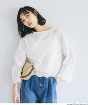 森系棉質蕾絲長袖上衣