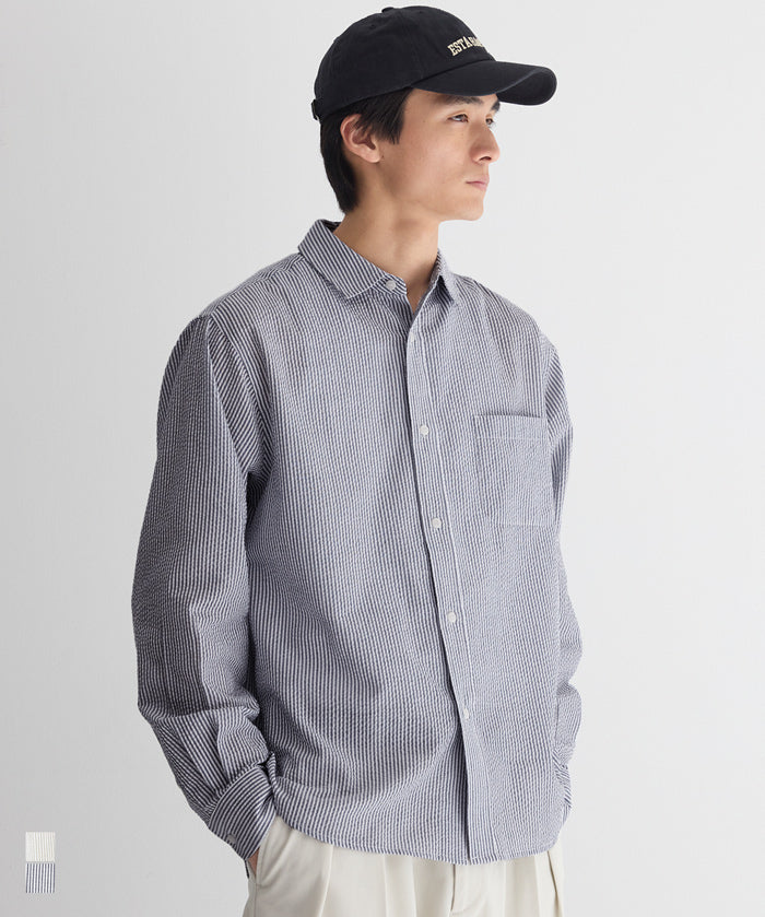 ［特價$229→$179］男裝輕盈棉質直條紋長袖襯衫