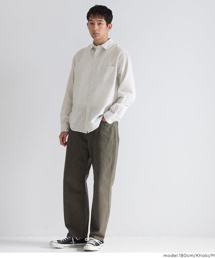 ［特價$229→$179］男裝輕盈棉質直條紋長袖襯衫