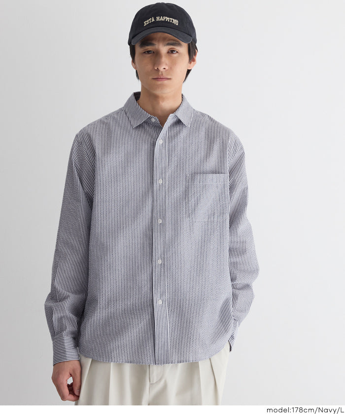 ［特價$229→$179］男裝輕盈棉質直條紋長袖襯衫