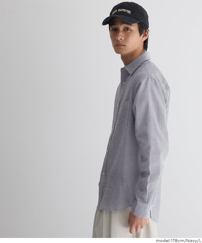 ［特價$229→$179］男裝輕盈棉質直條紋長袖襯衫