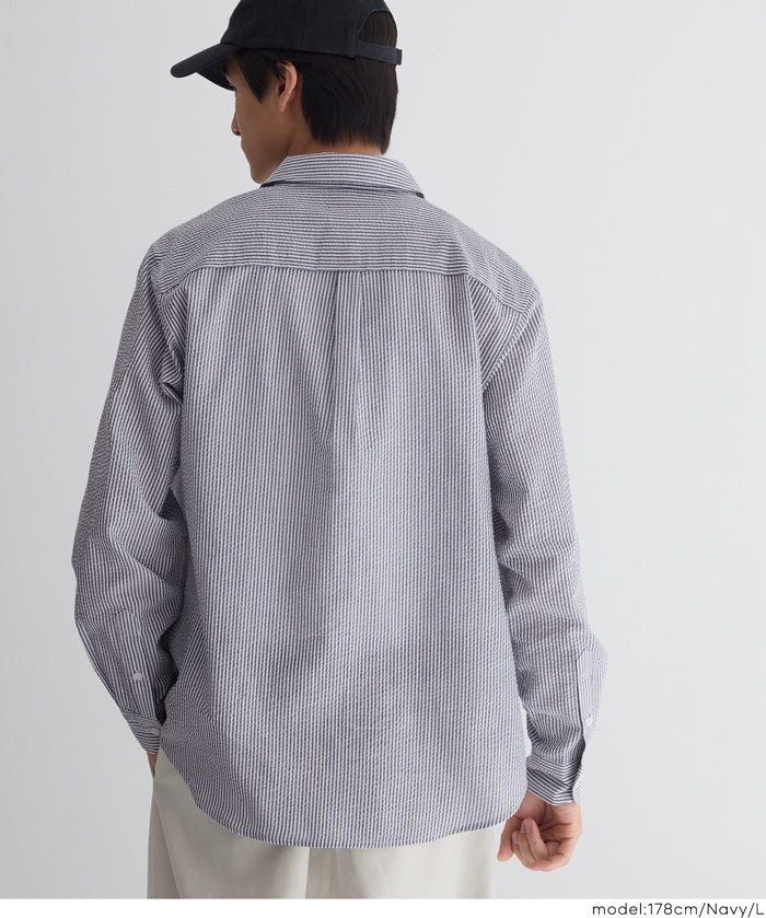 ［特價$229→$179］男裝輕盈棉質直條紋長袖襯衫