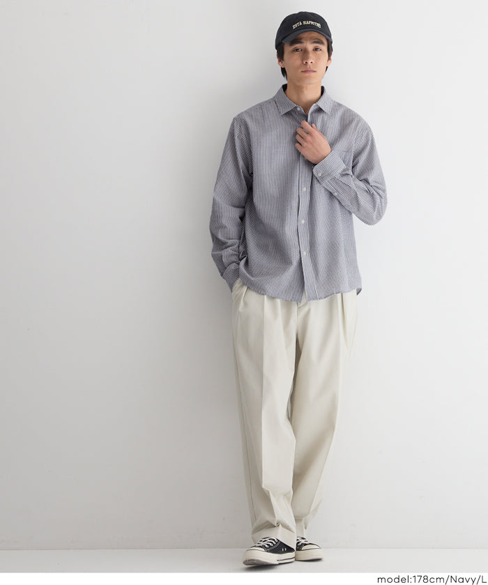 ［特價$229→$179］男裝輕盈棉質直條紋長袖襯衫