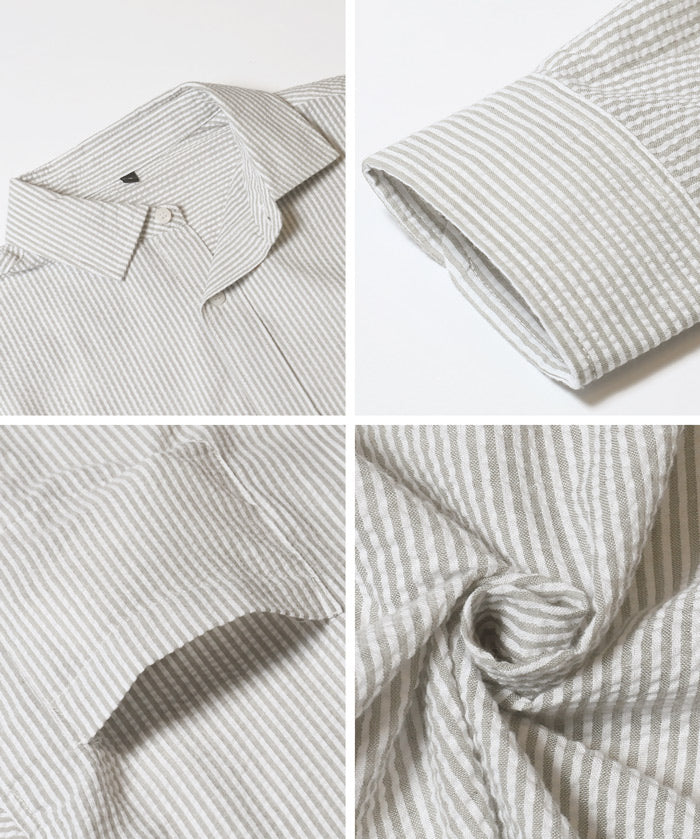 ［特價$229→$179］男裝輕盈棉質直條紋長袖襯衫