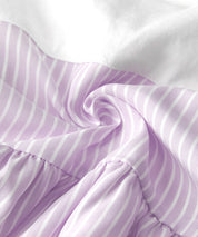 童裝露肩設計條紋拼接上衣