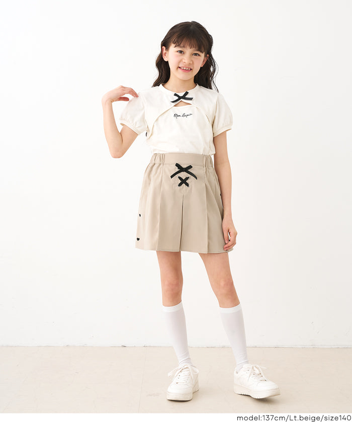 童裝愛心綁帶設計迷你百褶裙