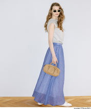 森系透感薄紗格紋A字長裙 (Sheer check skirt)