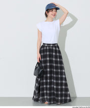 森系透感薄紗格紋A字長裙 (Sheer check skirt)