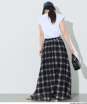 森系透感薄紗格紋A字長裙 (Sheer check skirt)